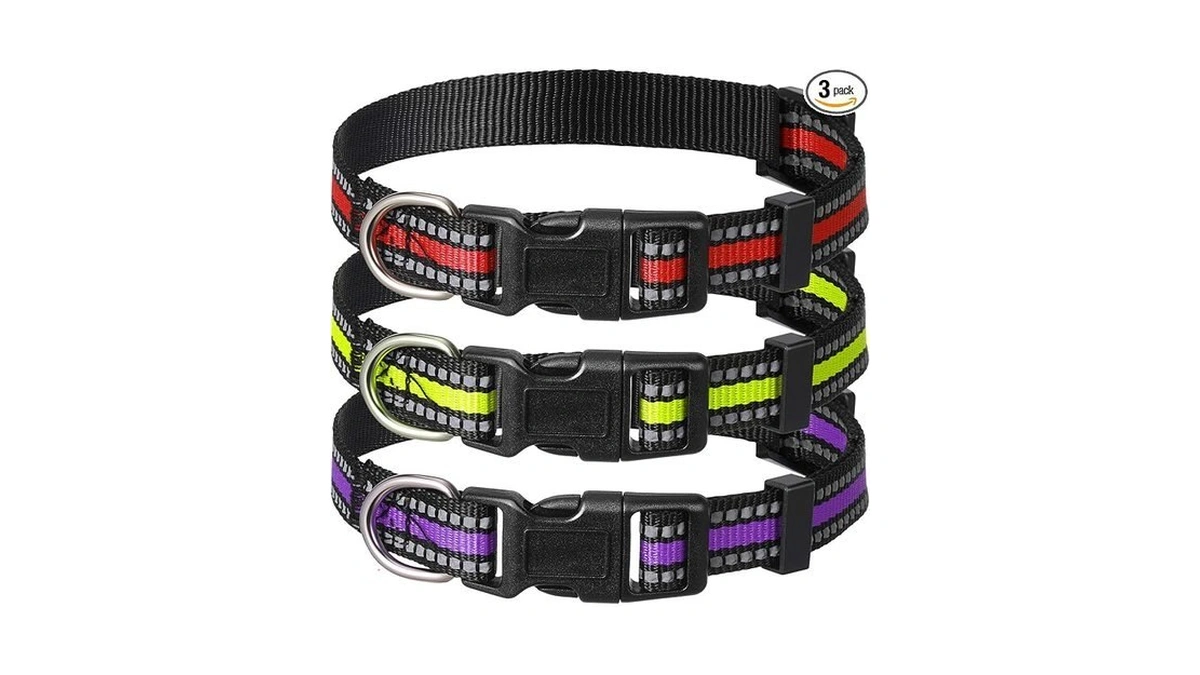 Weewooday 3 Pieces Reflective Dog Collar Nylon Adjustable Quick Release
