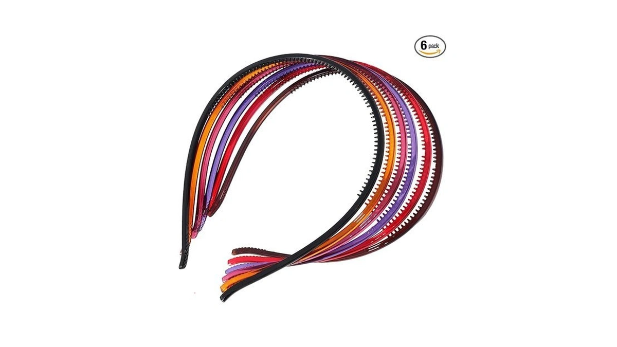 Minzudada 6pcs Skinny Headbands For Women Men, Plastic Thin Headband