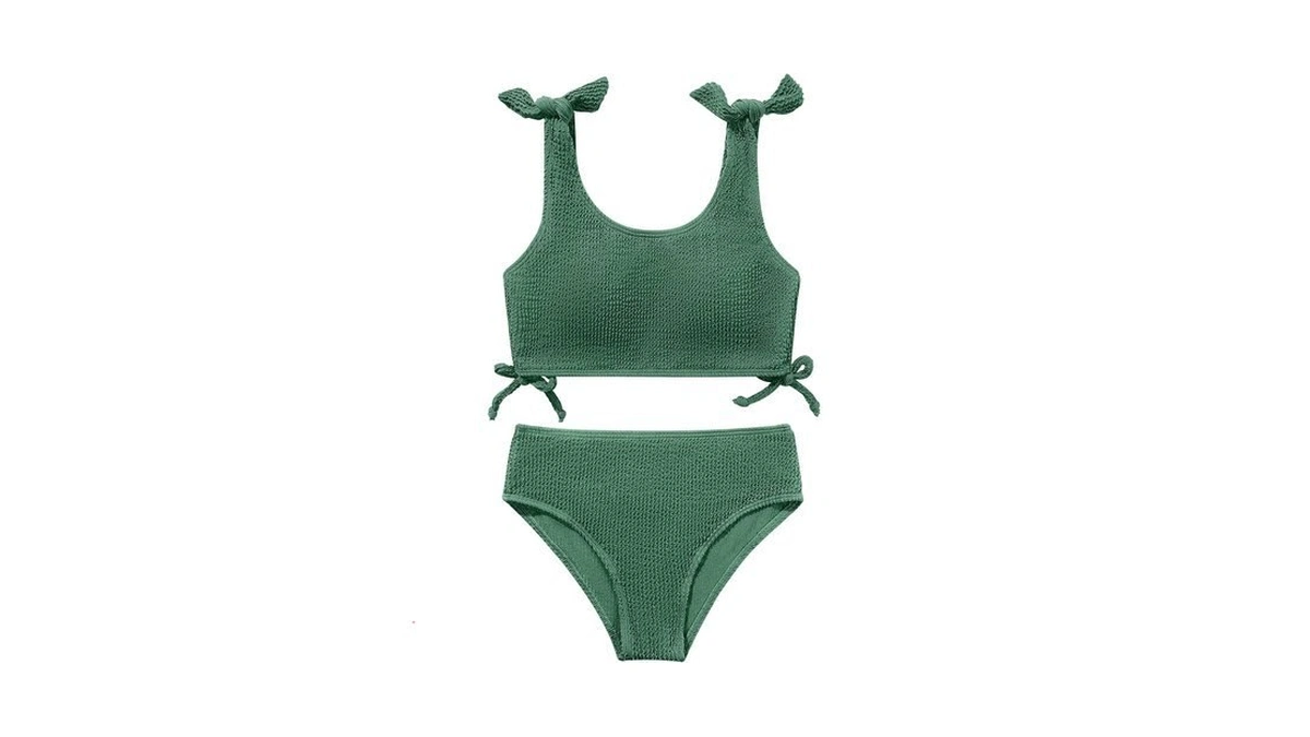 15-16 Years Teen Girls 2 Piece Summer Swimsuits,bowknot Shoulder Straps,adjustable