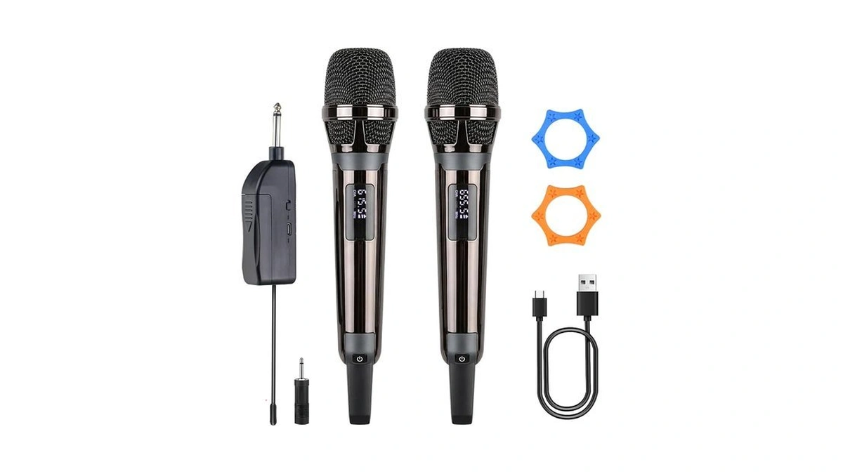 Wireless Microphones For Karaoke Singing, Professional Dual Cordless Mic System