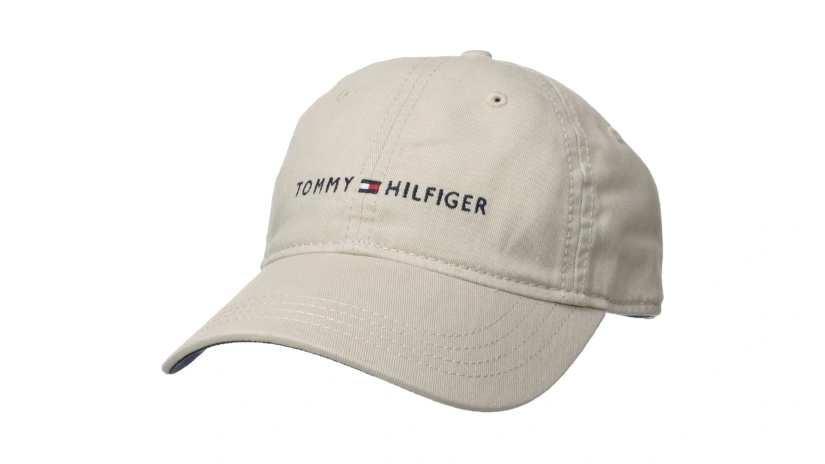 Tommy Hilfiger Men's Logo Dad Baseball Cap, Tommy Stone, One