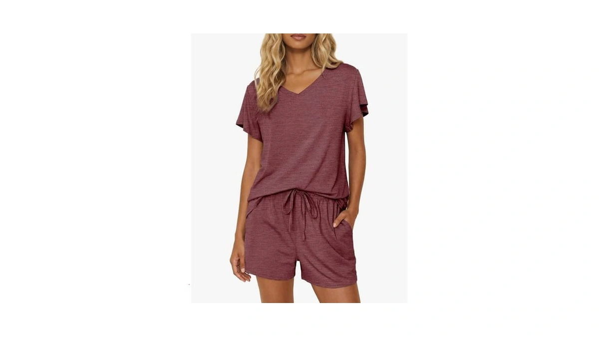 Ekouaer Pajamas Set Women Casual Ruffle Sleeves Soft Comfy Loungewear