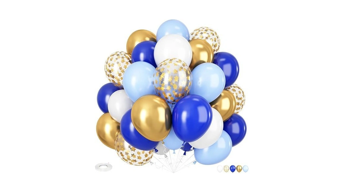 Blue Gold Balloons, 12 Inch Royal Blue And Gold Balloons,
