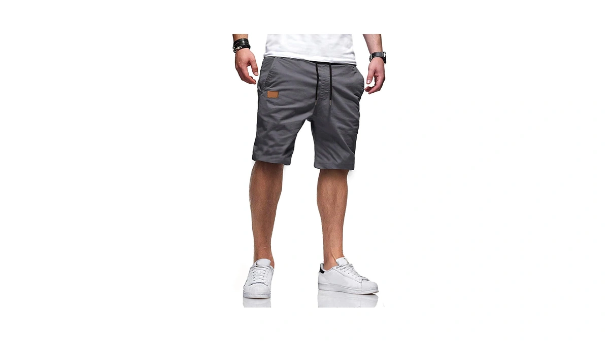 Jmierr Mens Summer Casual Cotton Twill Chino Shorts, S1 Grey
