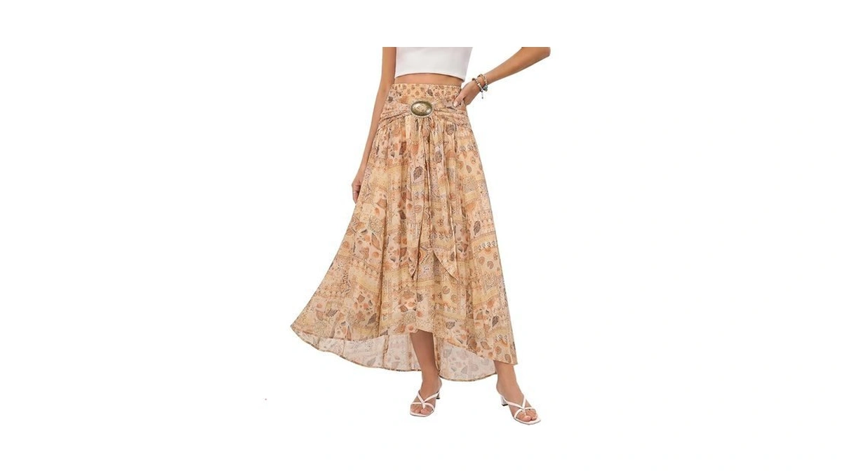 Scarlet Darkness Flowy Western Maxi Skirts Women Summer Boho Floral