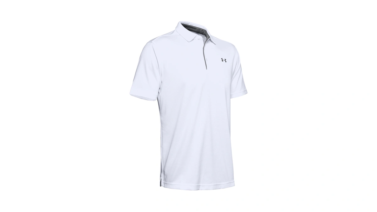 Under Armour Men's Tech Golf Polo, White (100)/graphite, Medium Tall