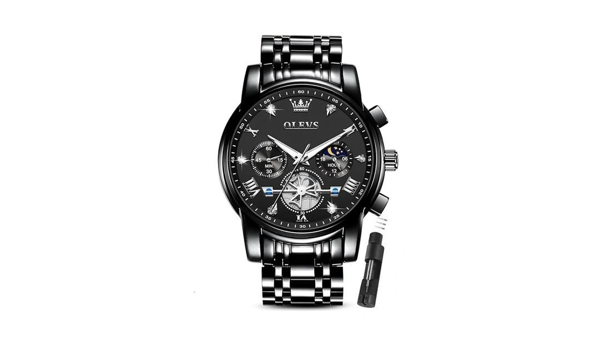 Olevs Luxury Watches For Men Octagon Stainless Steel Waterproof Dress