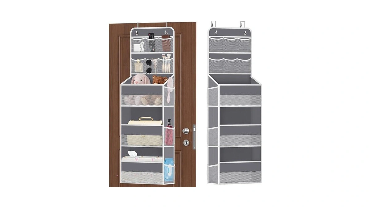 Spacehacks 5-tier Over The Door Organizer With Mesh Pockets, Dark