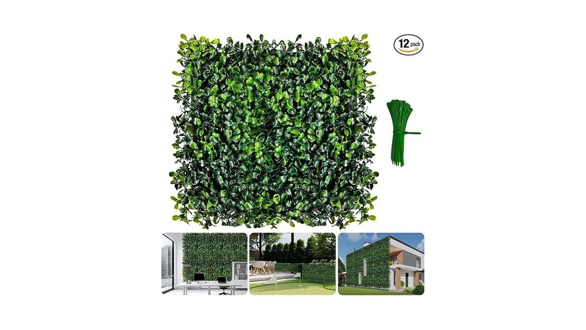 12 Pack Artificial Boxwood Grass Wall Panels, Boxwood Hedge 10"x10"