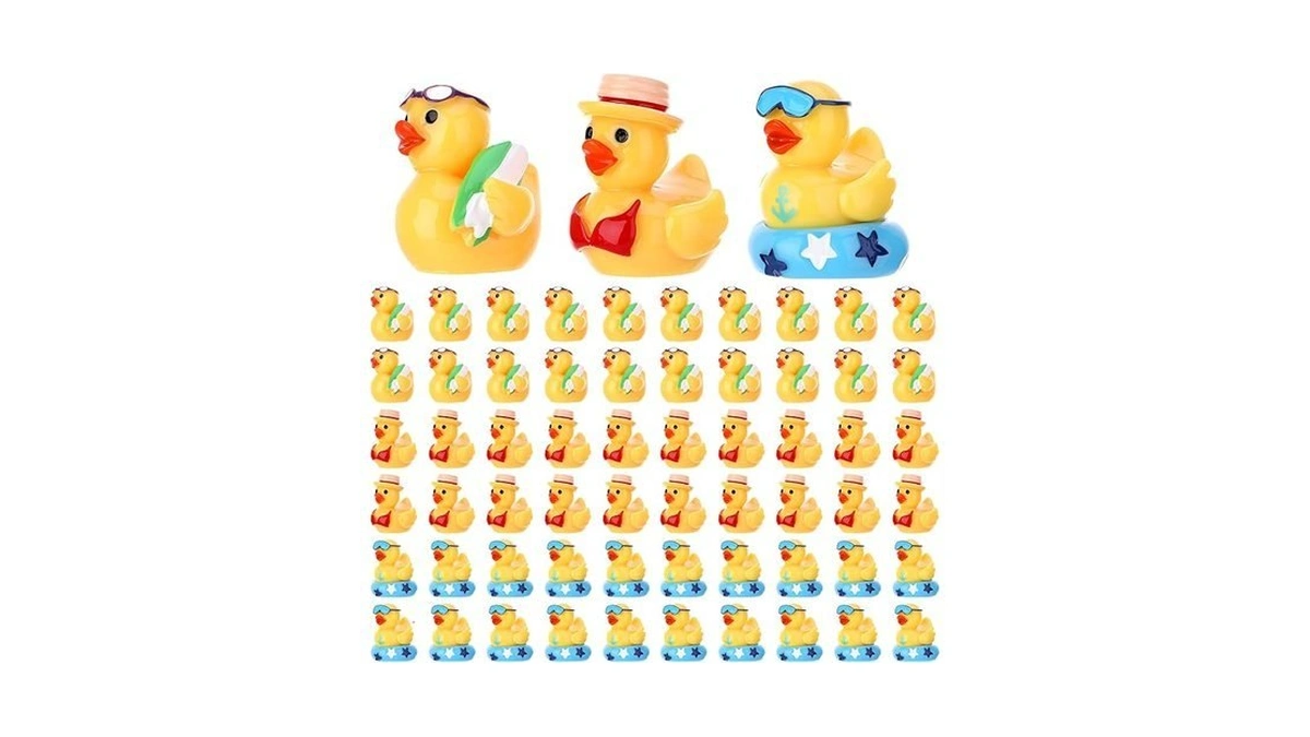 Ggstddup 60 Pcs Summer Mini Resin Ducks Mini Duck Figurines