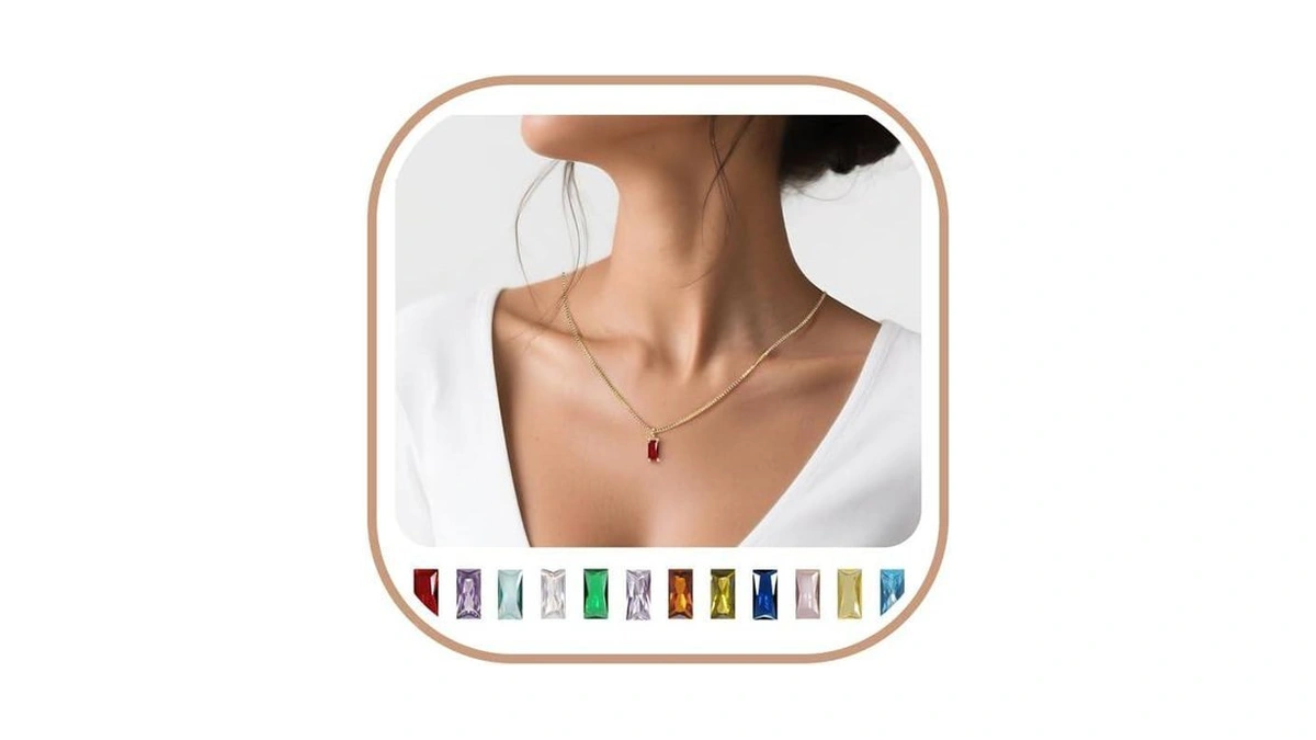 Birthstone Necklace For Women, 14k Gold Plated Cubic Zirconia Pendant