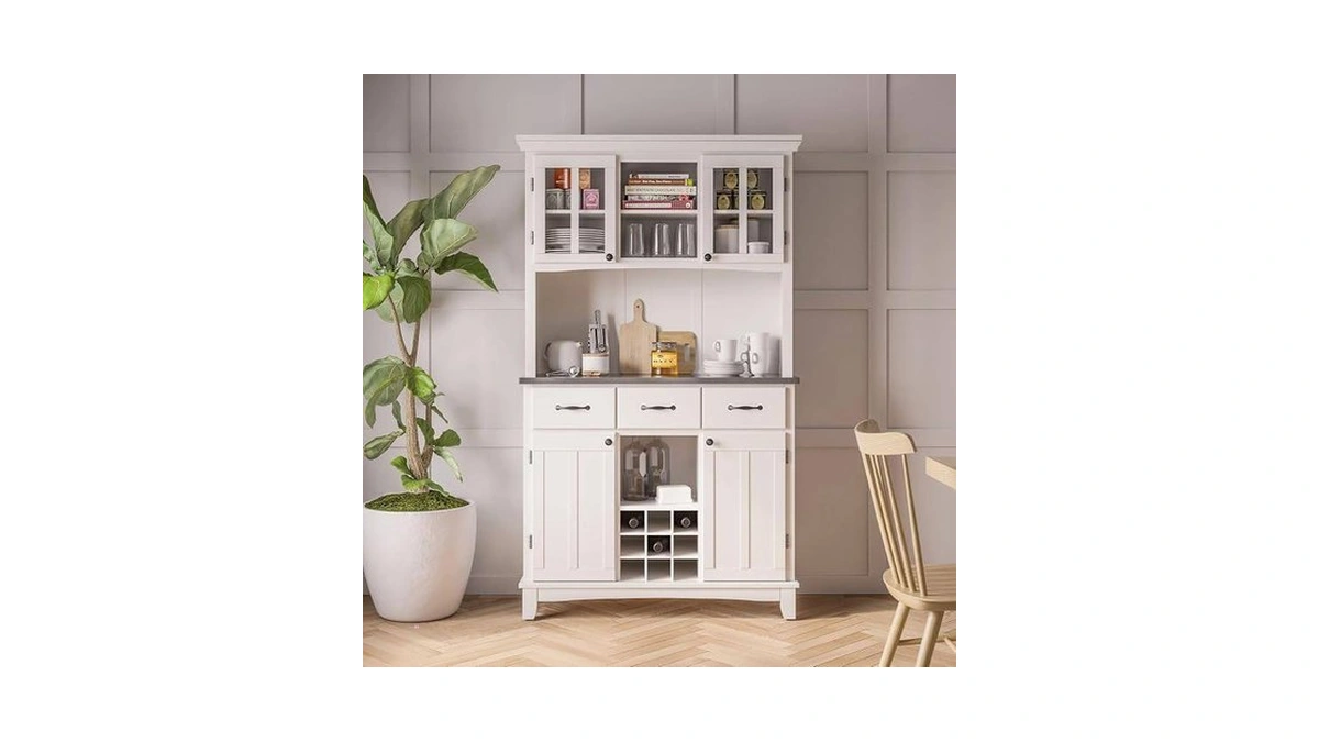 Homestyles Server Sideboards-buffets-credenzas, Hutch, Off White
