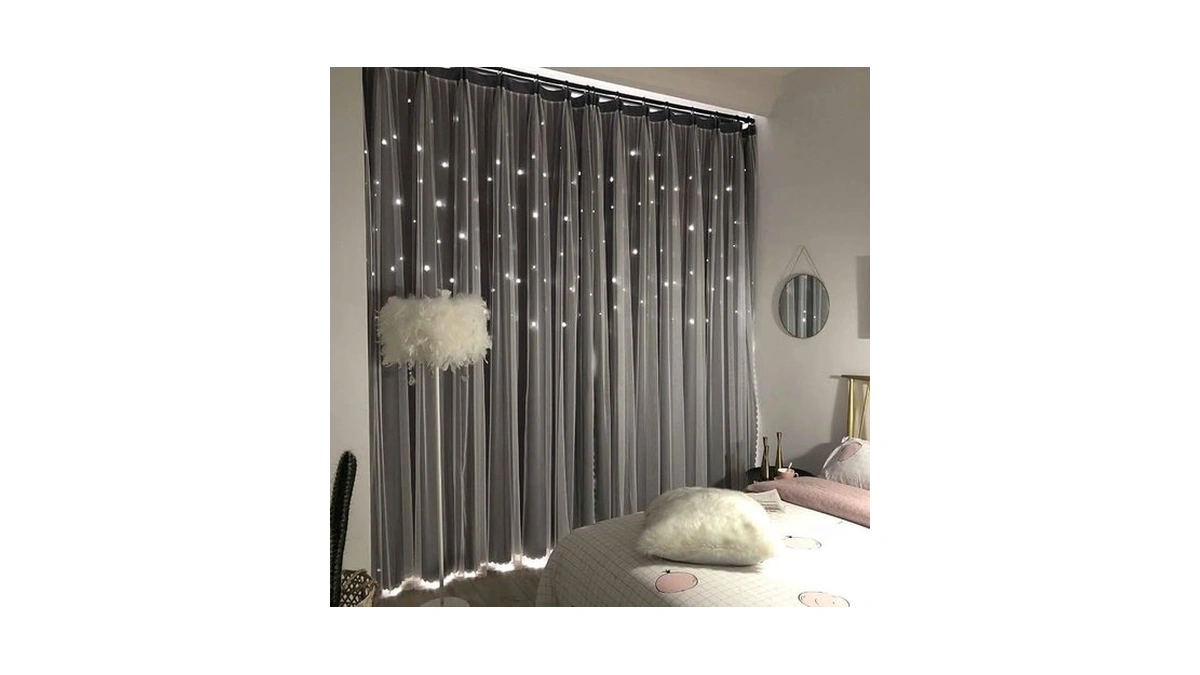 Unistar 2 Panels Stars Blackout Curtains For Bedroom Girls Kids
