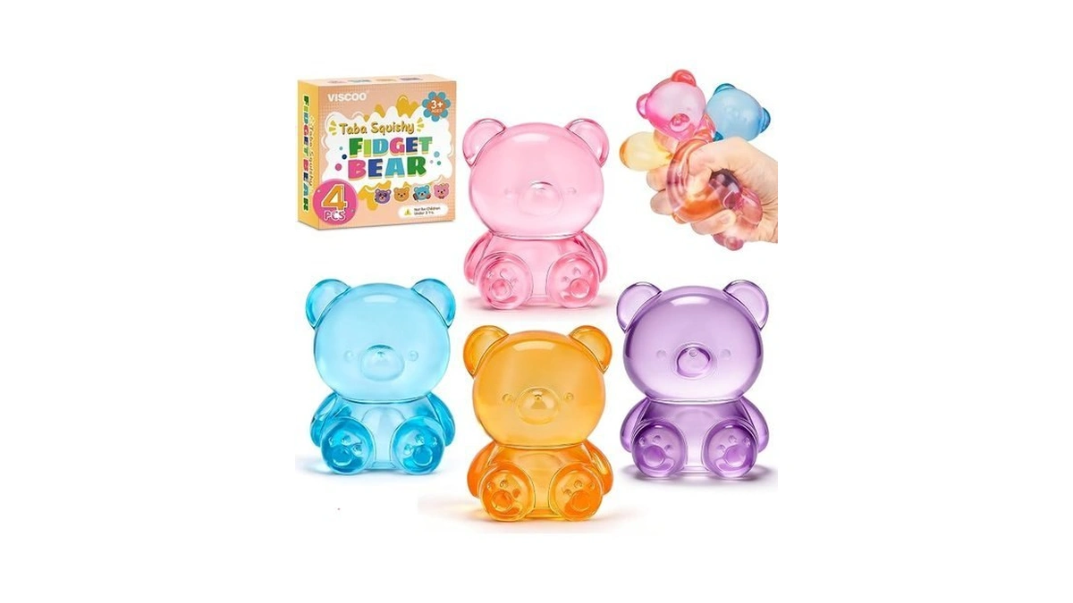 Viscoo 4 Pack Stress Bear Squishy Ball, Gummy Bear Toys,slow