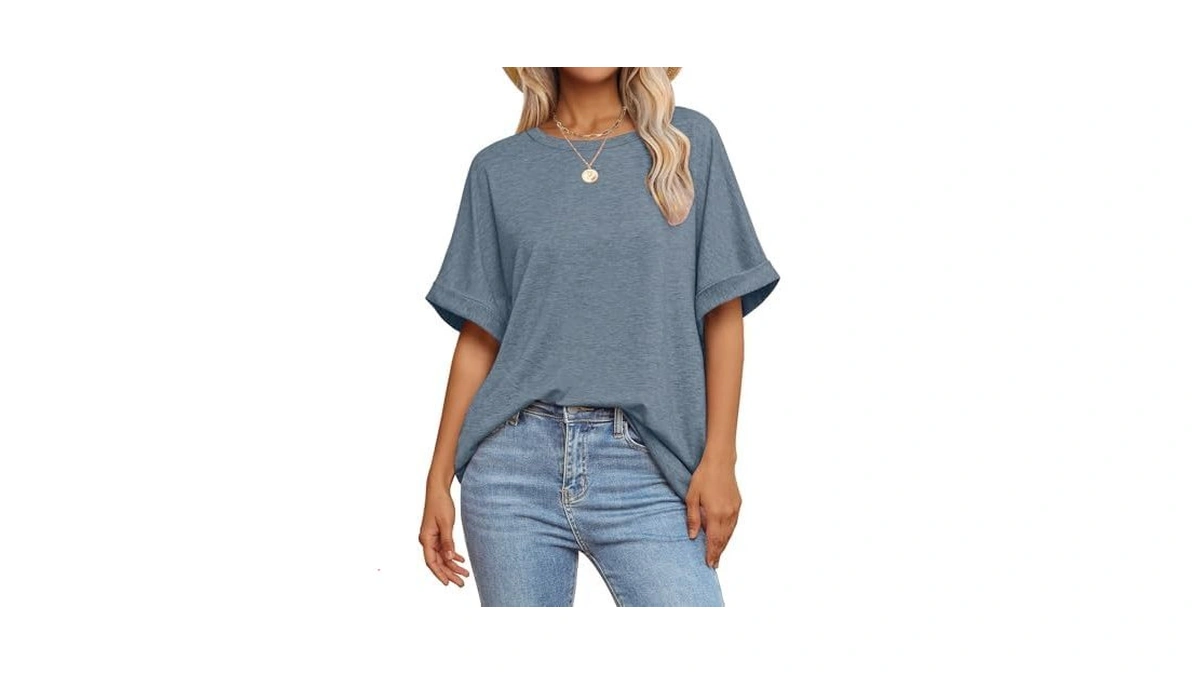 Women Oversized Crew Neck Short Sleeve Tee