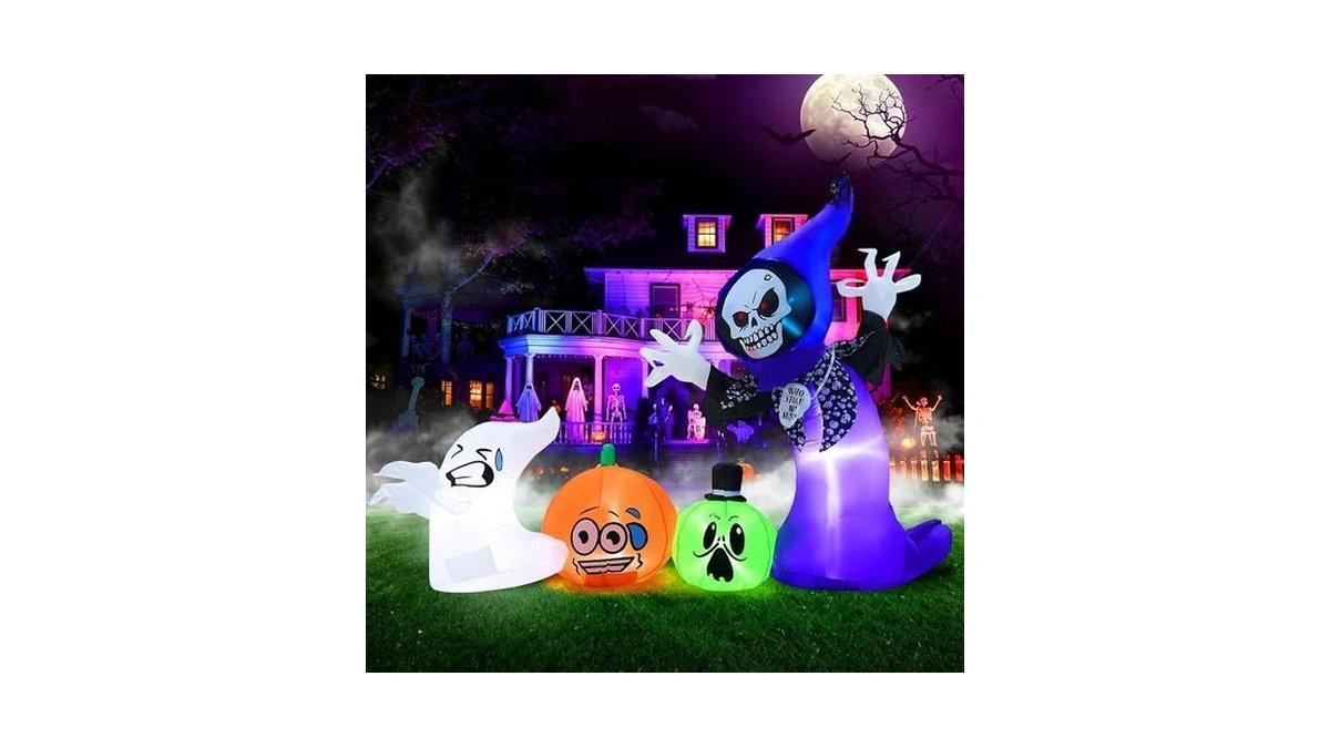 Giftfind 8ft Long Halloween Inflatables Outdoor Decorations With Built-in Led