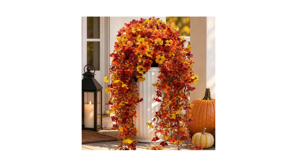 Coloplay Artificial Mums For Outdoors Fall Decor, Faux Fake Hanging