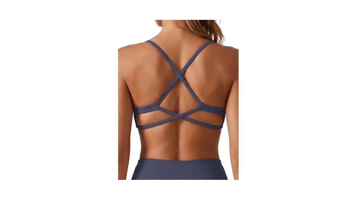 Sunzel Women's V Neck Strappy Crisscross Sports Bra With Removable