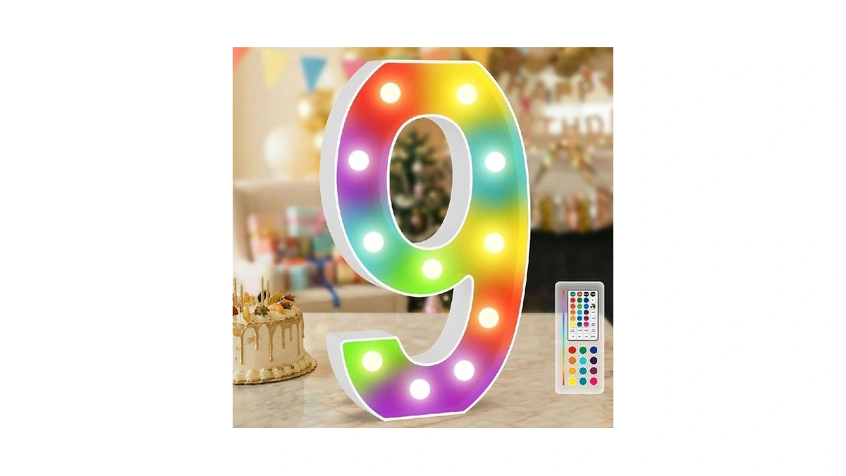 12.6 Inch Light Up Numbers 0, 17 Colors Led Marquee