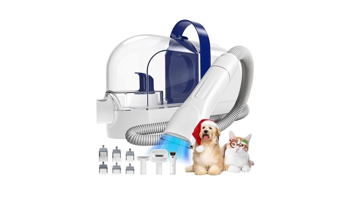 Rywell Dog Grooming Vacuum Kit With Electric Clippers And Brushes,