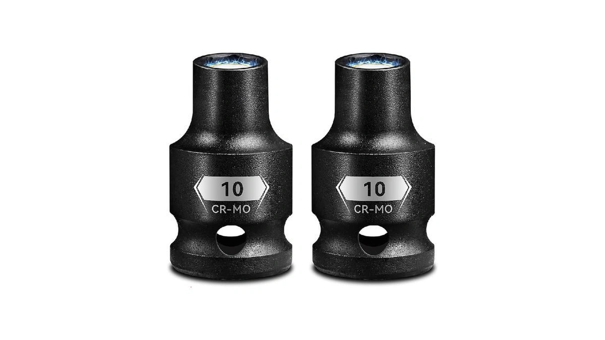Upenjok 2-pack 1/2” Drive Magnetic 10mm Impact Socket Set, Shallow,