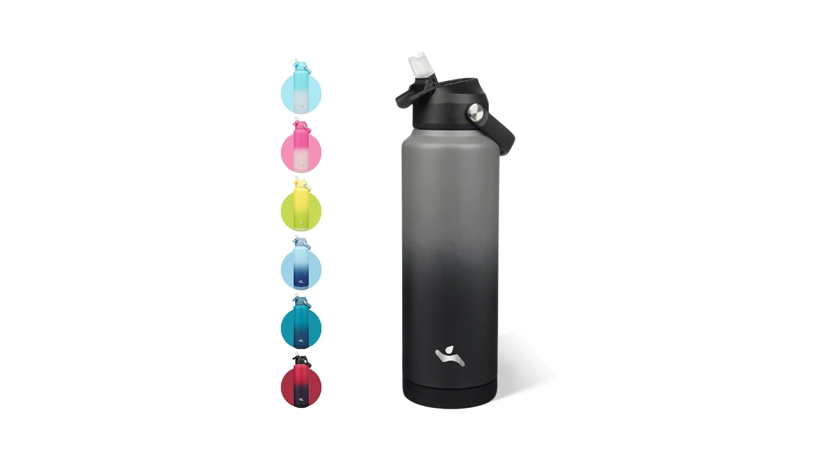 Konokyo 40 Oz Insulated Stainless Steel Sports Water Bottle With