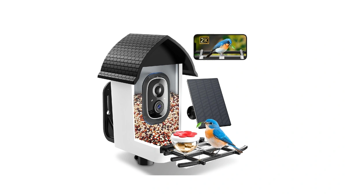Smart Bird Feeder With Camera, Solar Powered 2k Hd Bird
