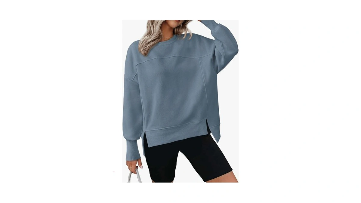 Btfbm Womens Crewneck Sweatshirts Fleece Pullover,l,grey Blue