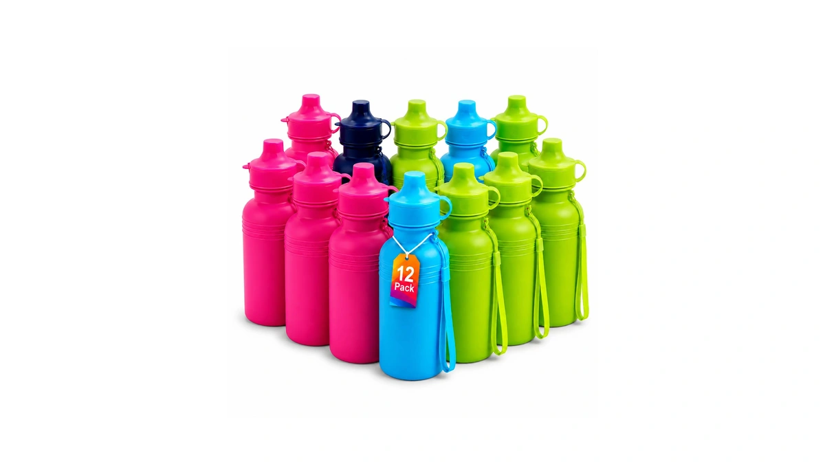 4e's Novelty Bulk Water Sports Bottles For Kids 18 Oz