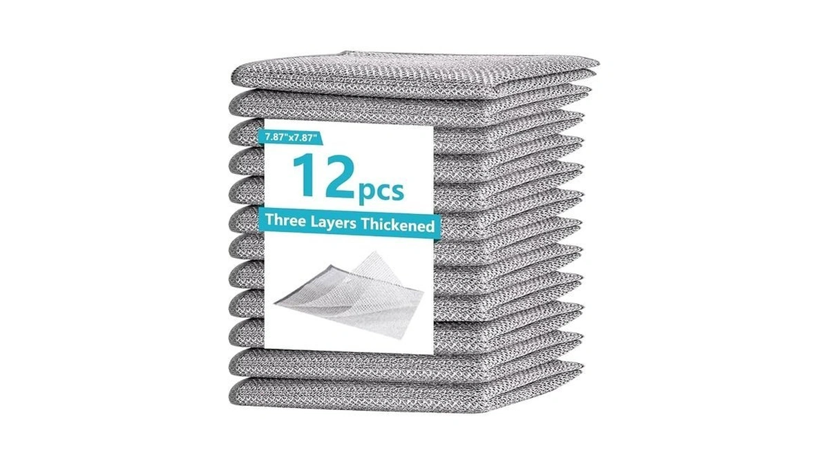 Likealot 12 Pack Non-scratch Wire Dishcloth,7.87" X 7.87" Reusable Metal