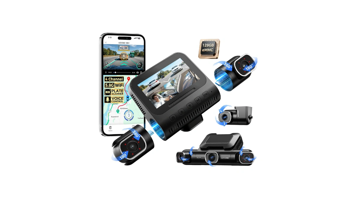 Azdome M660 360Β° 4 Channel Dash Cam For Cars With
