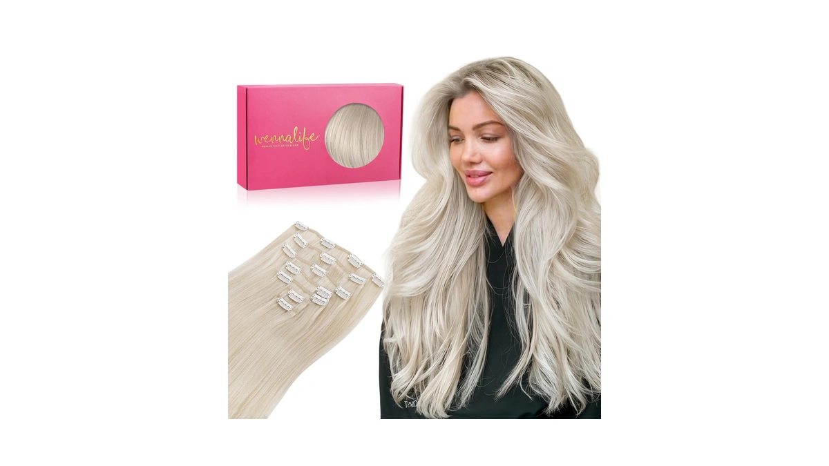 Wennalife Clip In Hair Extensions Real Human Hair, 18 Inch