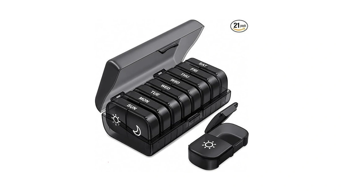 7 Day Pill Organizer 14 Compartments - Morning & Night