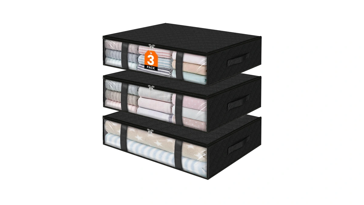 Storageright Under Bed Storage Bins, 3-pack 40l Foldable Fabric Storage