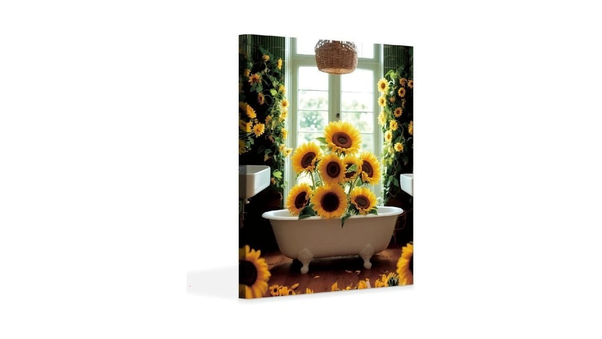 Qpoklaf Sunflower Wall Art Canvas Prints Bathroom Wall Decor,floral Art
