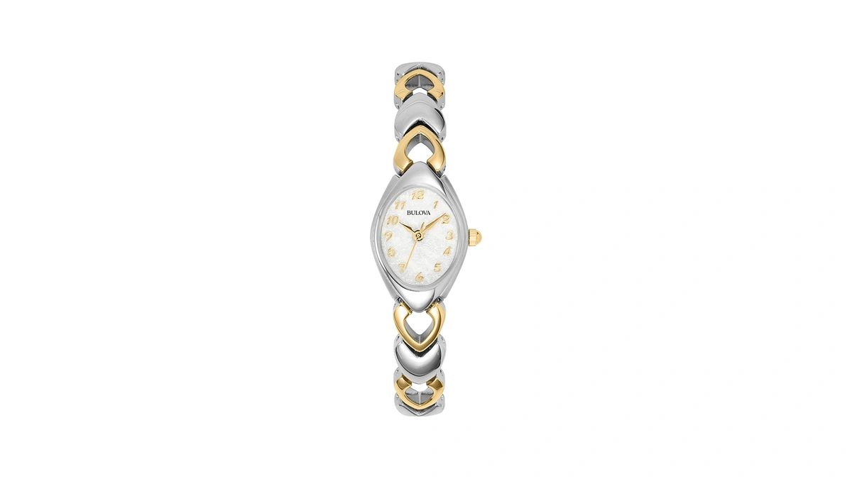 Bulova Ladies' Classic Two-tone Stainless Steel 3-hand Quartz, White Patterned