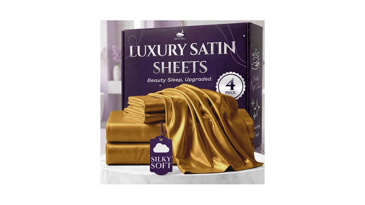 Sleep Sanctuary Satin Sheets Queen Size – 4 Piece Luxury