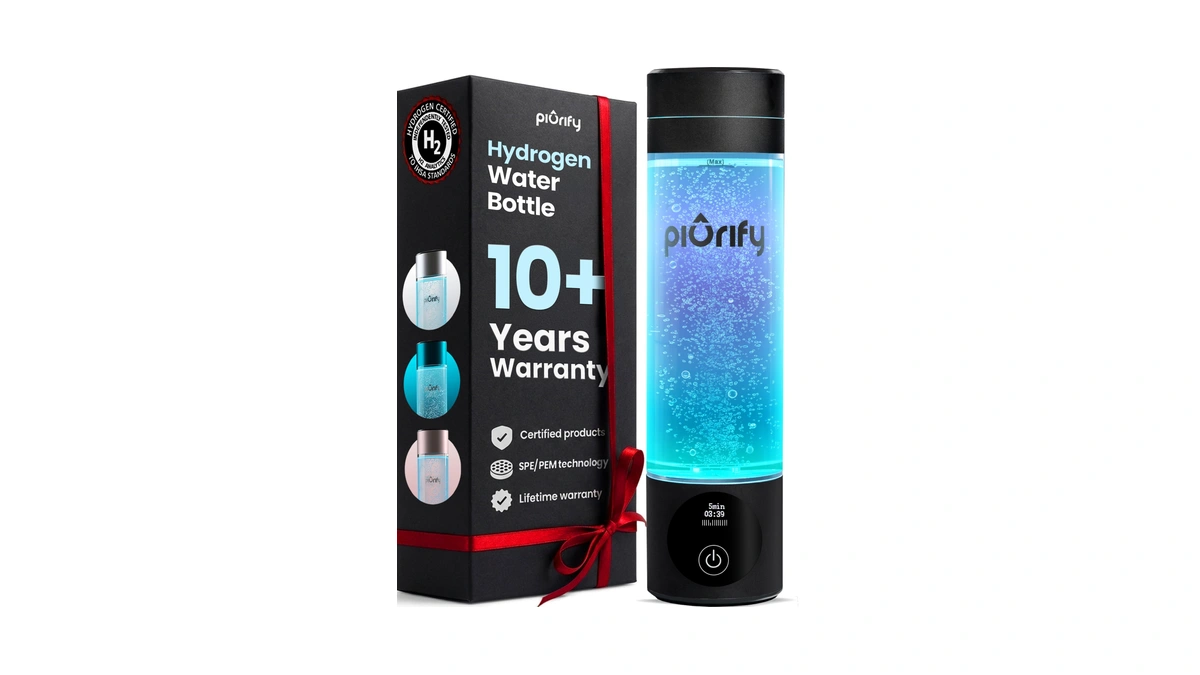 Piurify Hydrogen Water Bottle Generator | Extended Warranty | Black