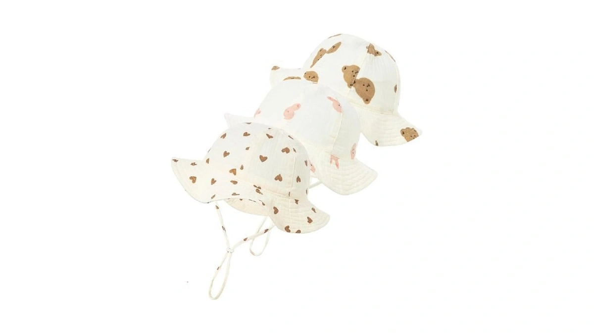 Zhamate 3 Pcs Baby Sun Hat Muslin, Baby Bucket Hat