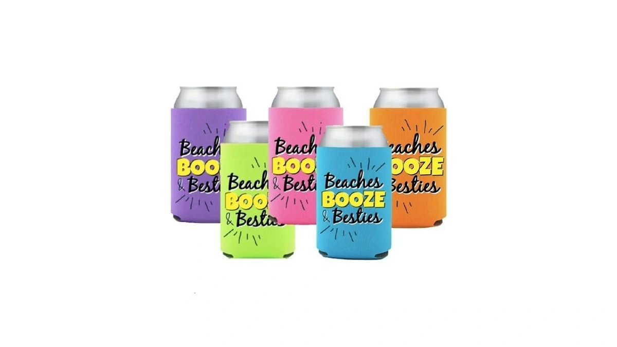 Beaches Booze & Besties Can Coolies Drink Holders (set Of