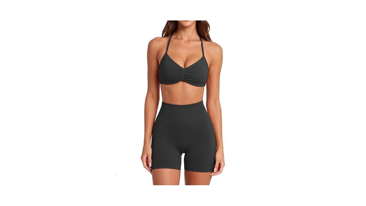 Suuksess Women 2 Piece Workout Sets Halter Neck Padded Sports