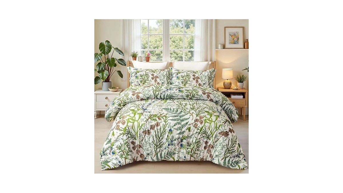 Keensoft King Comforter Set - 3 Pieces Botanical Bedding Comforter
