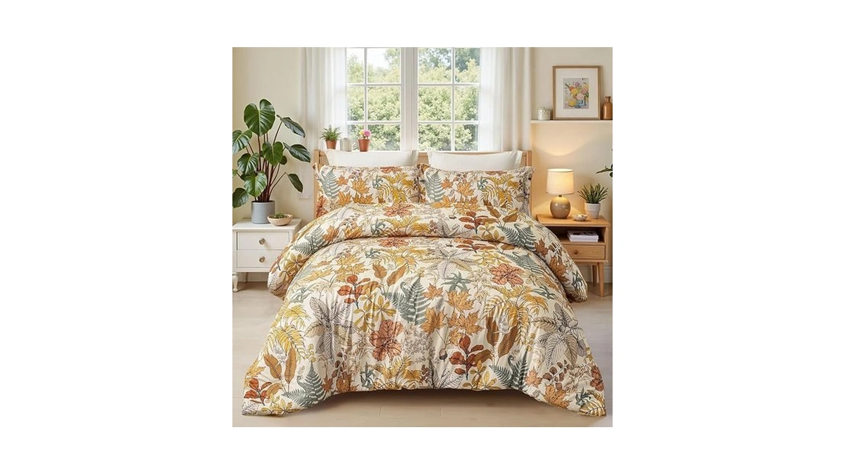 Keensoft King Comforter Set - 3 Pieces Botanical Bedding Comforter