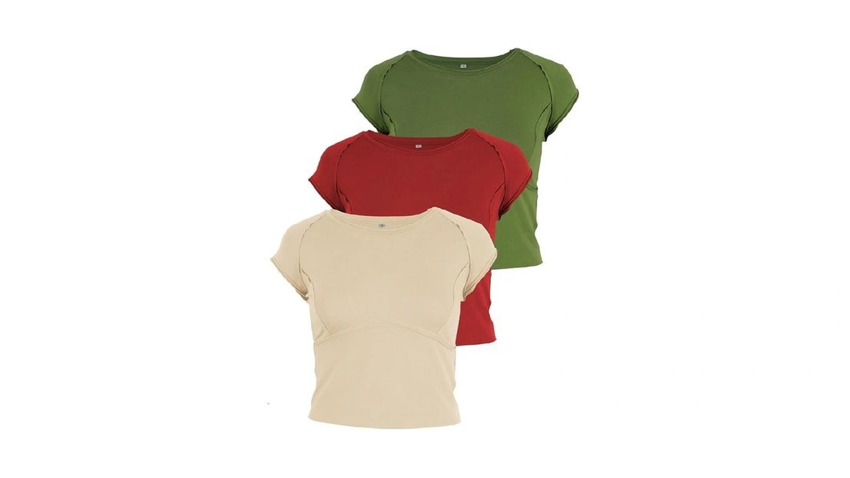 Yeokou 3 Pack Women's Crop Top Y2k Fashion Short Sleeve