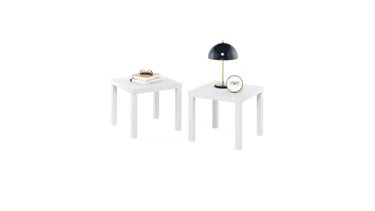 Furinno Classic Homey Square Parsons Side End Table, Set Of