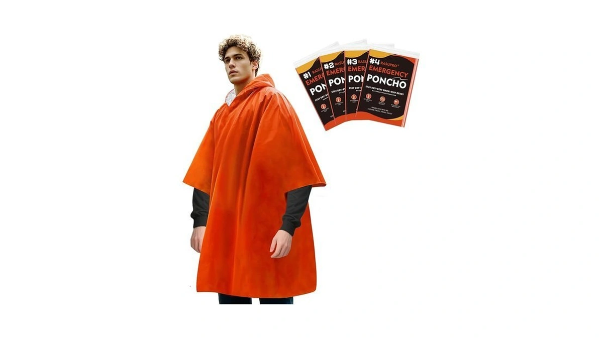 Rasupro 4 Pack Emergency Ponchos With Thickened Mylar Blanket Lining,