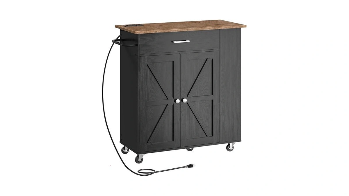 Choezon Kitchen Island Cart With Storage, Bar Cart With Charging