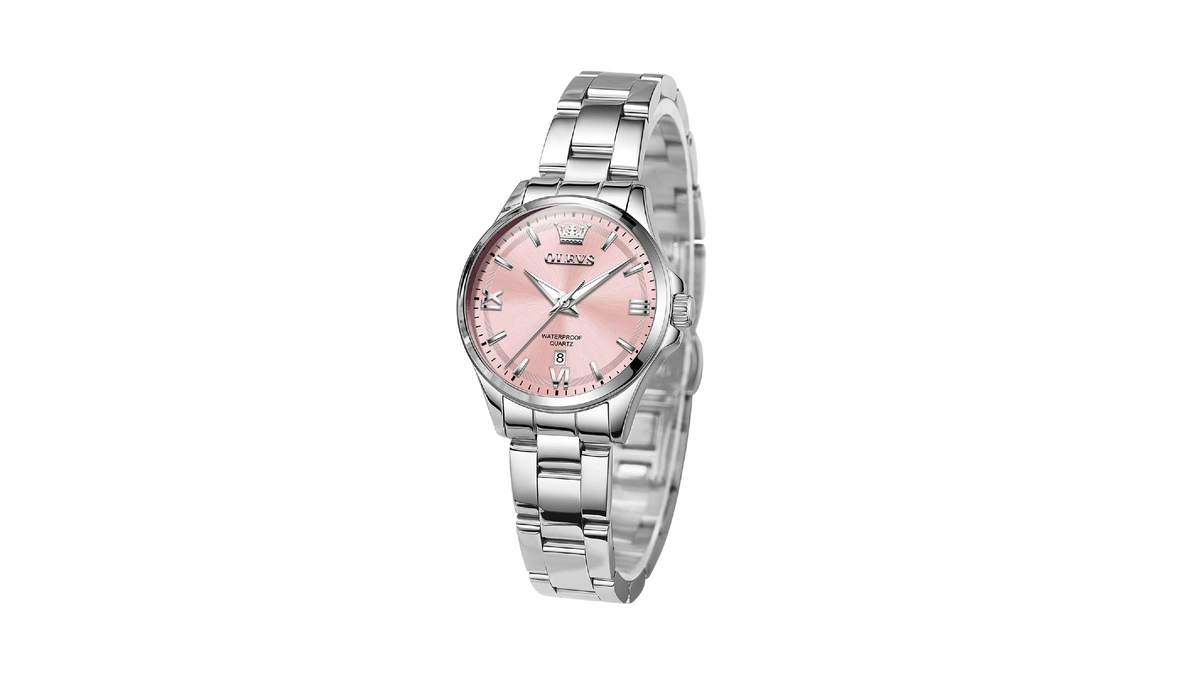 Olevs Watch Women Small Pink Dial Simple Minimalist Easy Read