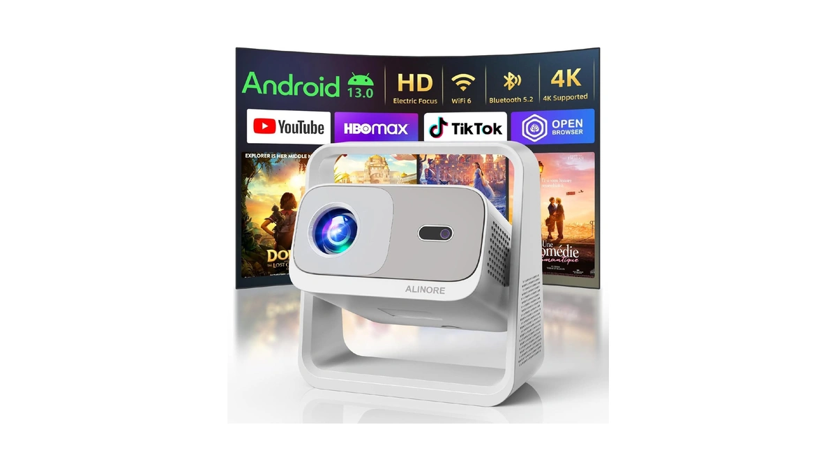Smart Projector With Wifi6 And Bluetooth5.2, 2000ansi, Built-in Apps, 4k