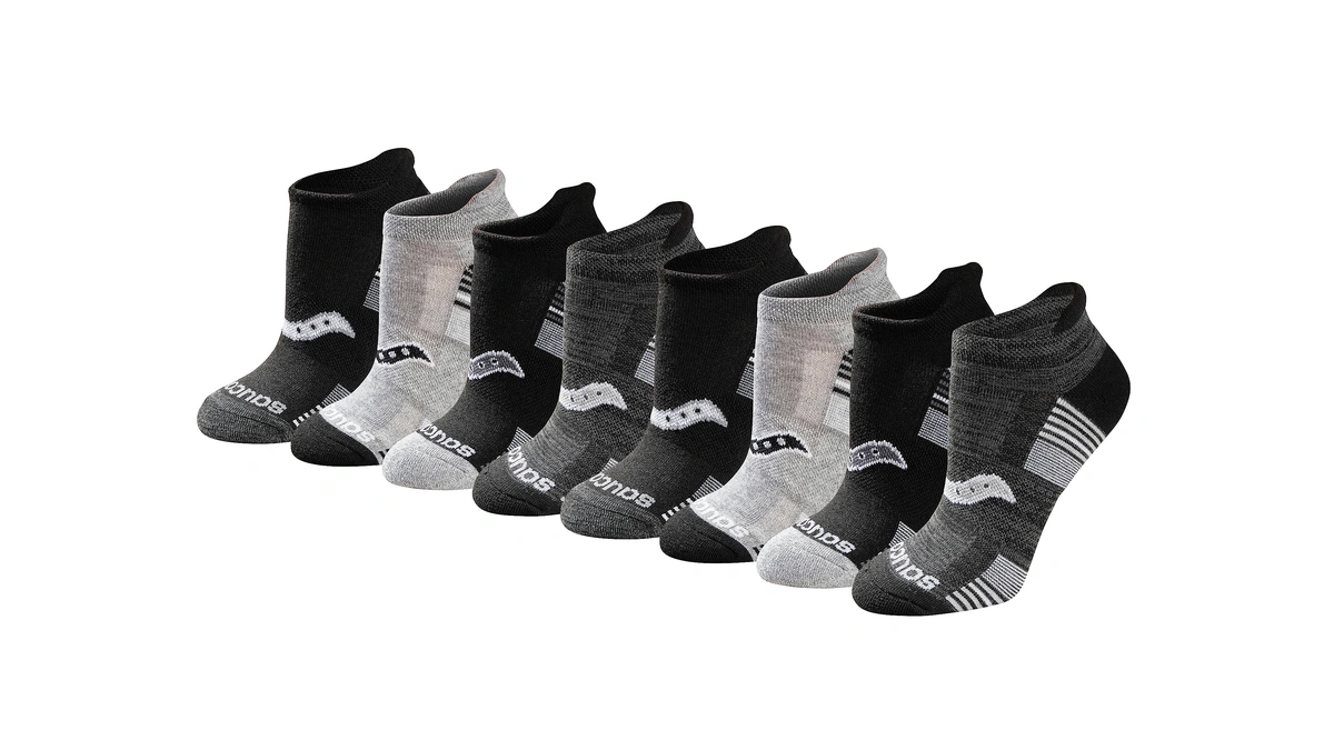 Saucony Women's 8/16 Pairs Performance Heel Tab Athletic Socks, Black